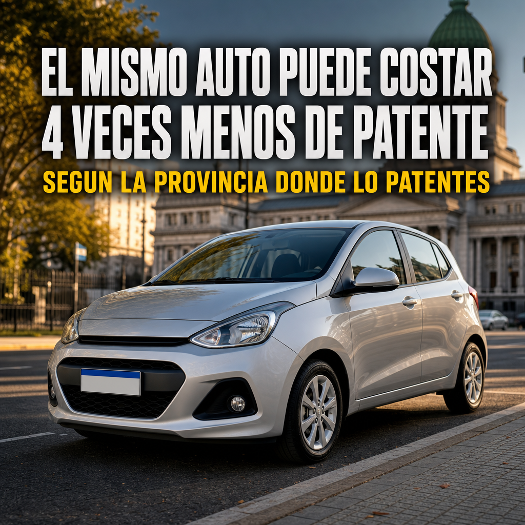 Auto compacto en la calle, ilustrando la diferencia de patente entre provincias argentinas